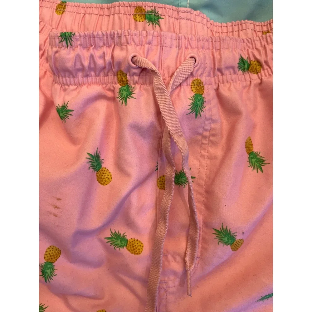 Old Navy‎ Mens Swim Trunks Lot of 2 XL Pink Pineapple Blue Flamingo Board Shorts